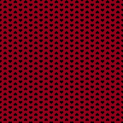 Seamless Pattern of Small Black Hearts on Red Background