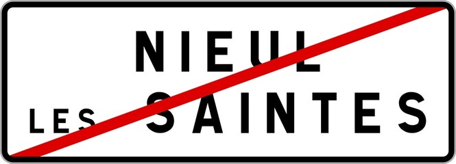 Panneau sortie ville agglomération Nieul-lès-Saintes / Town exit sign Nieul-lès-Saintes