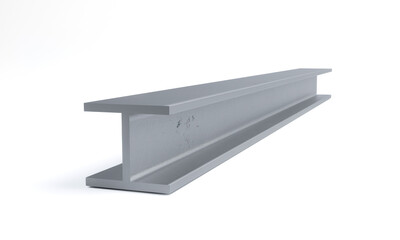 3D Steel beam pipes isolated on white background. Stainless equipment used in construction, iron, metal, Girder, Metal products, construction, Aluminum 3D Rendering. © Teerapat