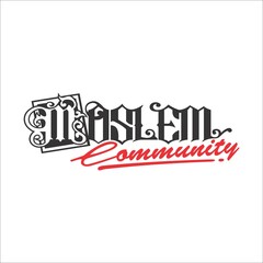 vector writing "moslem community" that can be used as graphic design, tattoo