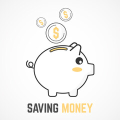 Piggy Bank icon isolated on white background. Saving money Infographics Design line vector Elements. Business elements banner. Yellow Design Investment Icon.