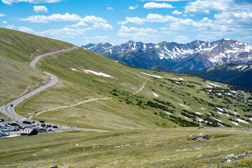 Fototapeta na wymiar The view of the Trail Ridge Road at Rocky Mountain National Park