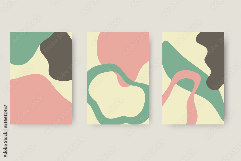 Poster compositions of colored spots.modern abstract backgrounds with organic elements and dynamic shapes. 