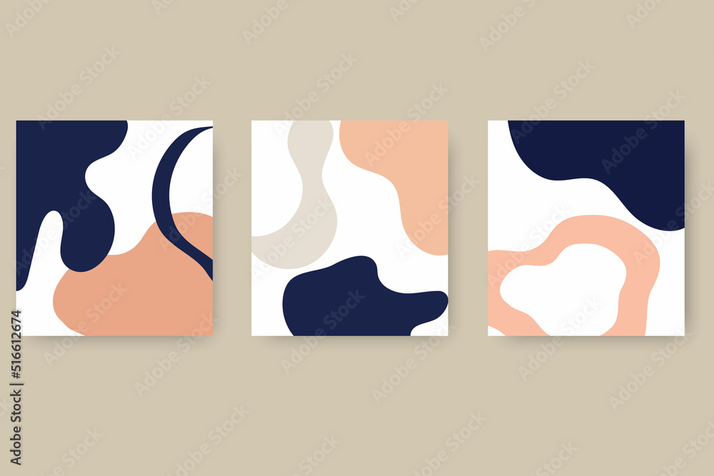 Poster compositions of colored spots.modern abstract backgrounds with organic elements and dynamic shapes. 