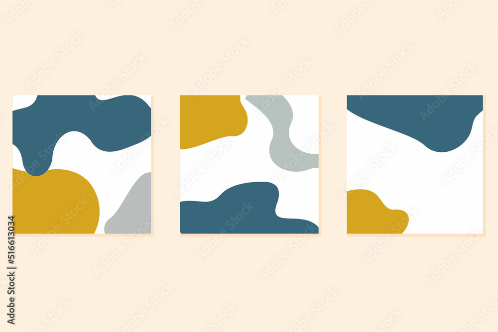 Poster compositions of colored spots.modern abstract backgrounds with organic elements and dynamic shapes. 