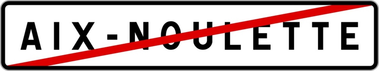Fototapeta premium Panneau sortie ville agglomération Aix-Noulette / Town exit sign Aix-Noulette