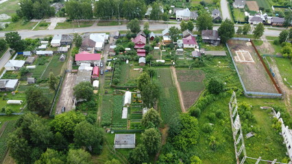  Summer photo of a green village from quadrocopter