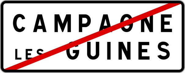 Panneau sortie ville agglomération Campagne-lès-Guines / Town exit sign Campagne-lès-Guines