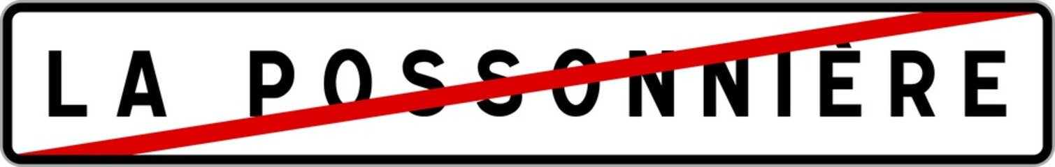 Fototapeta premium Panneau sortie ville agglomération La Possonnière / Town exit sign La Possonnière