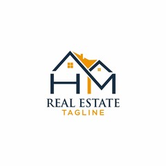 letter HM home logo design