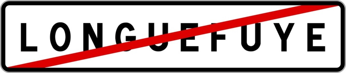 Panneau sortie ville agglomération Longuefuye / Town exit sign Longuefuye