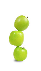 Fresh, ripe, green apples isolated on a white background.