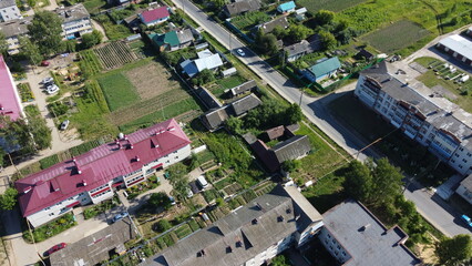  Summer photo of a green village from quadrocopter