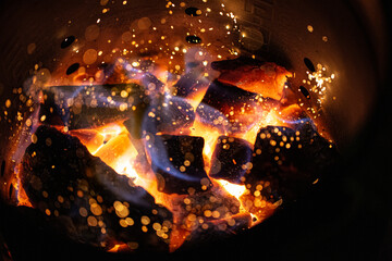 burning coal embers in a chimney 2