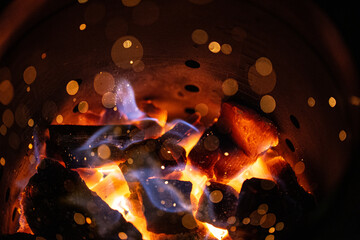 burning coal embers in a chimney 1