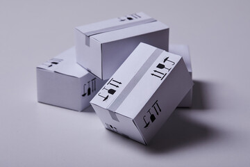 delivery packaging boxes on white