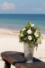 wedding bouquet on the beach