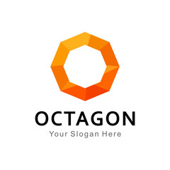 orange hexagon abstract logo