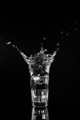 Photo of water spreading on a black background.