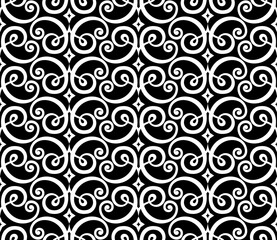 Flower geometric pattern. Seamless vector background. White and black ornament