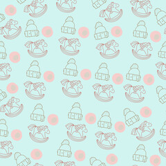 Cute seamless pattern with vector Christmas illustrations.Vector seamless geometric pattern. Vintage textures. Decorative background for cards, invitations, web design.