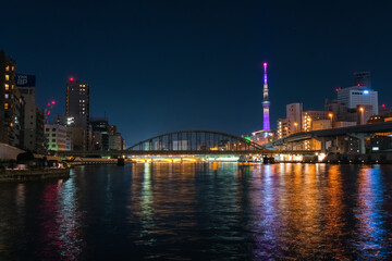 Fototapeta na wymiar 東京都 浅草橋 隅田川テラスからの夜景