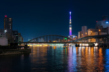 Obraz na płótnie Canvas 東京都 浅草橋 隅田川テラスからの夜景