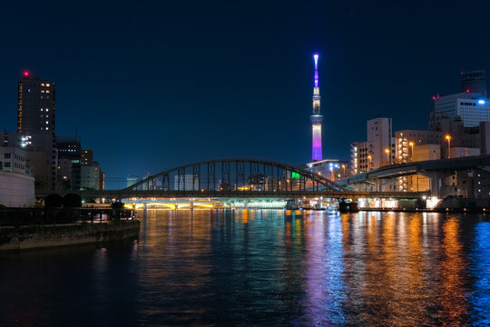 東京都 浅草橋 隅田川テラスからの夜景 © 健太 上田
