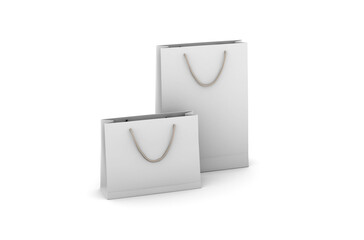 Eco-friendly white paper shopping bag with string handle isolated on white background. 3D rendering