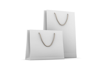 Eco-friendly white paper shopping bag with string handle isolated on white background. 3D rendering