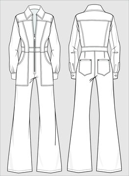  JUMPSUIT WITH POCKETS FOR WOMEN IN VECTOR FILE