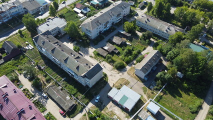  Summer photo of a green village from quadrocopter