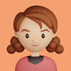 3D cartoon avatar of smiling young woman - 516621420