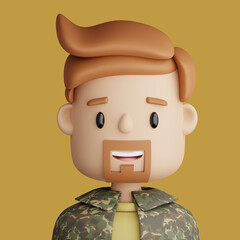 3D cartoon avatar of bearded man
