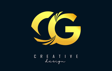 Creative golden letters CG c g logo with leading lines and road concept design. Letters with geometric design.