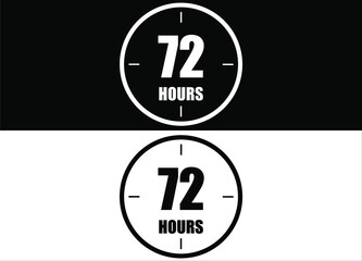 72 hours. Set of white and black clock with appointment.