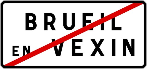 Panneau sortie ville agglom&eacute;ration Brueil-en-Vexin / Town exit sign Brueil-en-Vexin
