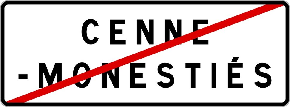 Panneau sortie ville agglomération Cenne-Monestiés / Town exit sign Cenne-Monestiés