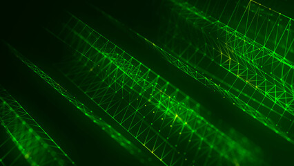 Colored polygonal space. Connection dots and lines structure. Digital background. Triangular futuristic business wallpaper. 3d