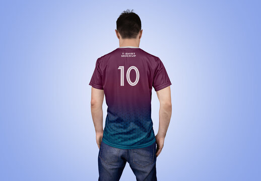 T-Shirt Mockup in Man - Back View