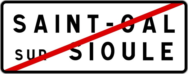 Panneau sortie ville agglomération Saint-Gal-sur-Sioule / Town exit sign Saint-Gal-sur-Sioule