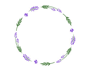 Obraz premium Round Frame floral design concept of lavender bouquet - Vector illustration for greeting cards and invitations.