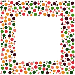 Circle geometric color square frame. Modern abstract dotts vector background for flyer, poster, invitation, cover design.