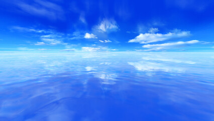 Obraz na płótnie Canvas Summer Resort Ocean and Skys Water surface 3D illustration.