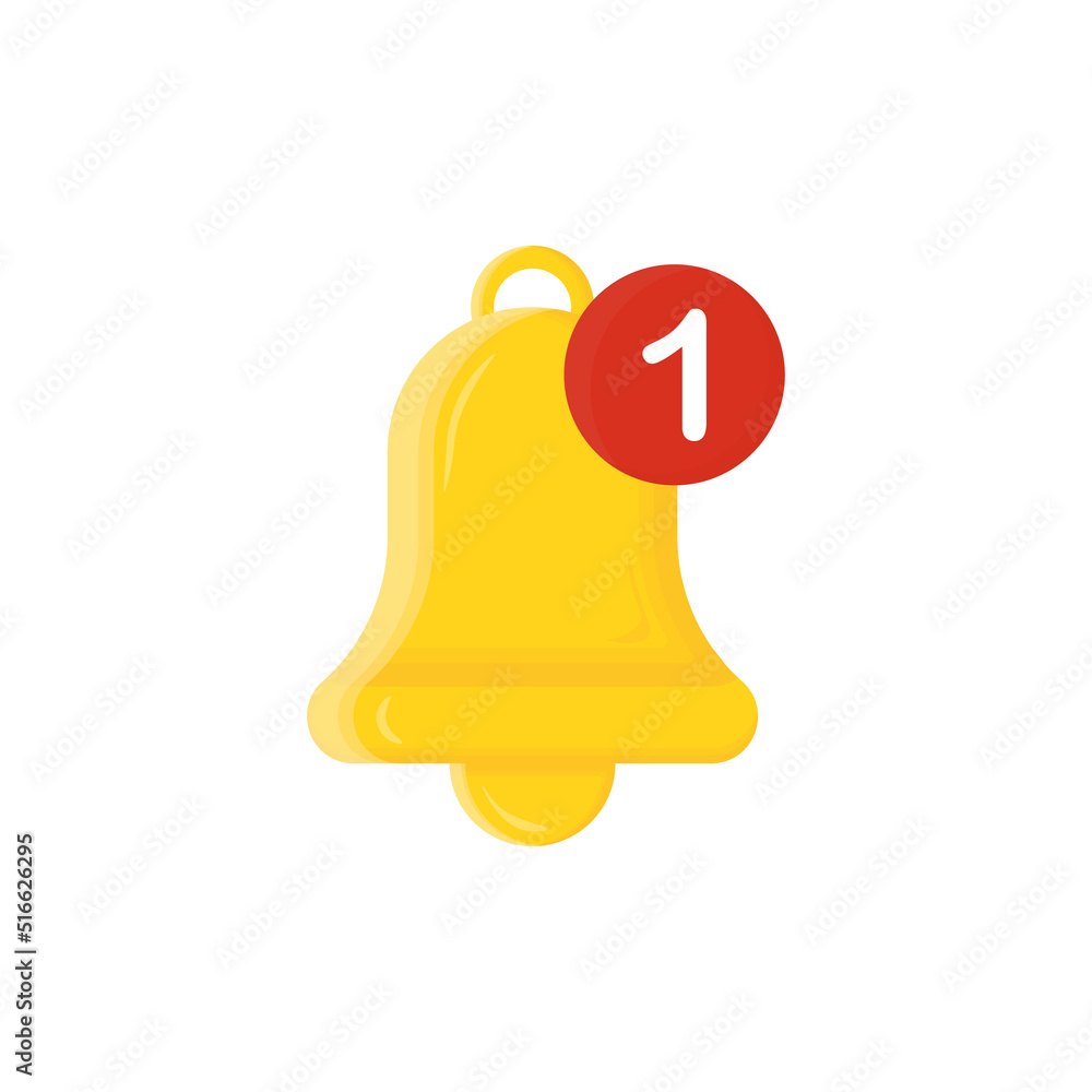 Poster notification message bell icon alert and alarm on yellow background with smartphone reminder. vector