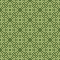 Seamless ornamental vector pattern in sage color with orientalist Ottoman kaftan style with stylised tulip motifs. Use for clothing, fabric prints, home textile, fashion design and wallpapers.