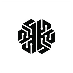 circuit board and brain logo