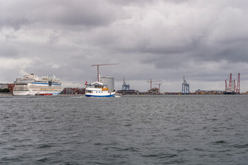 cruise ship moored in harbor, Copenhagen