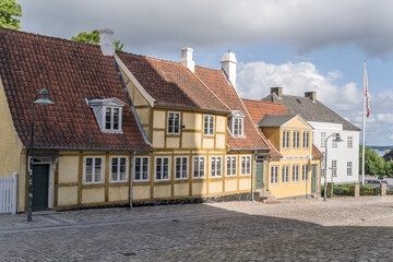 historical buildings on Cathedral square, Roskilde, Denmark