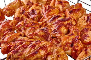 Grilled Buffalo chicken, barbecue dishes, isolated on white background.